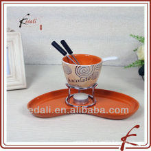 Conjunto de fondue de chocolate de cerâmica com forquilha
